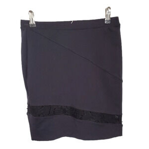 DAVID Lerner Black Stretchy Pencil Lace Detail Skirt